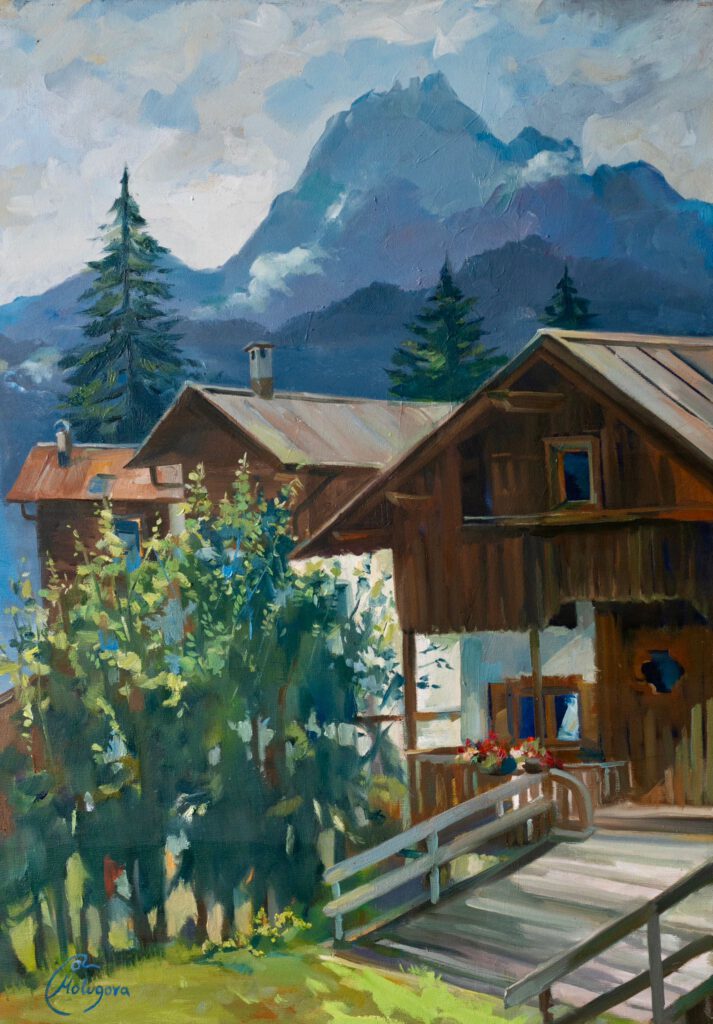 The Dolomite mountain seen from the Savoia Hotel.
