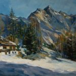 A winter landscape painted from life in Cortina d’Ampezzo.